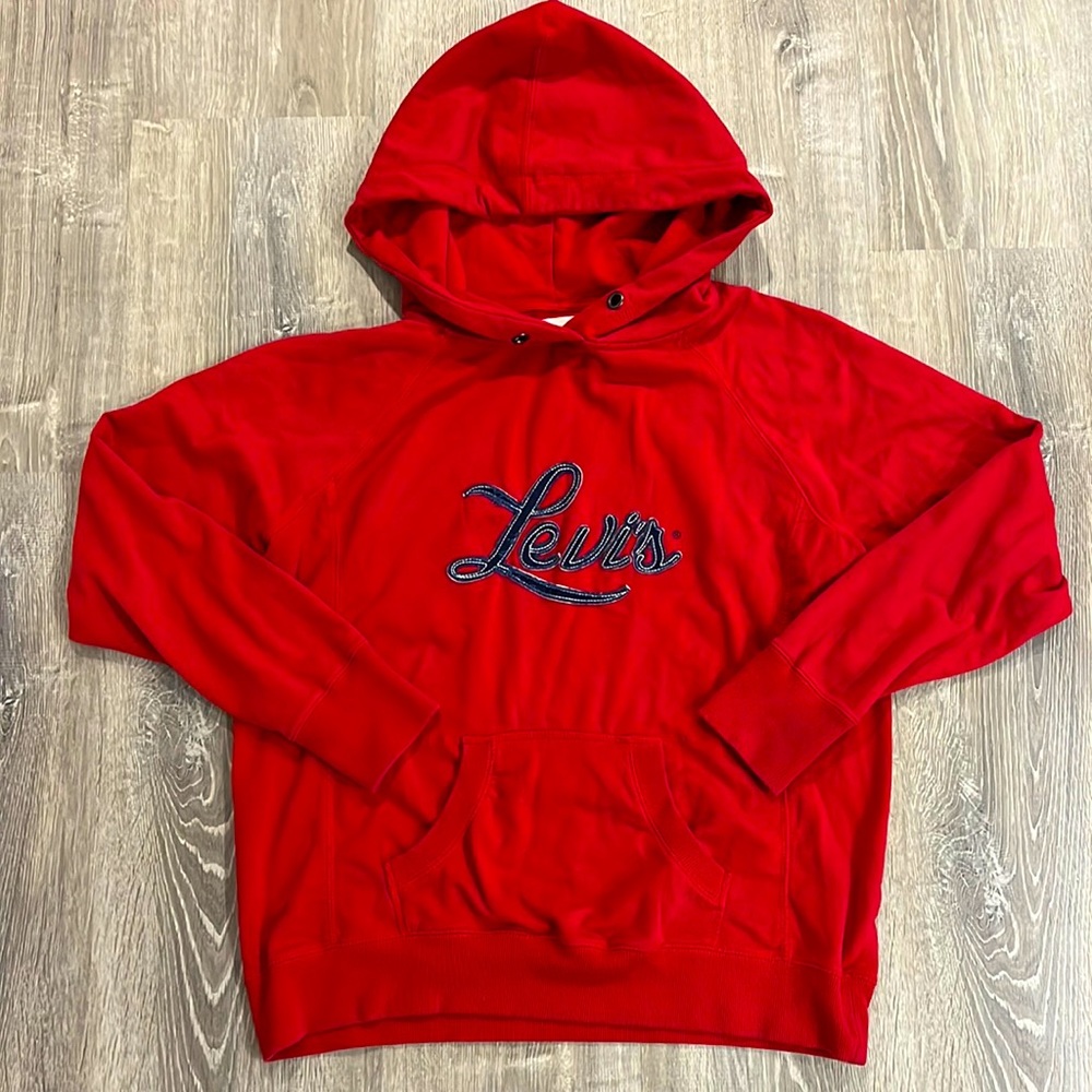 Womens Levi’s Jeans Stretch Terry Patch Logo Hoodie Sweatshirt